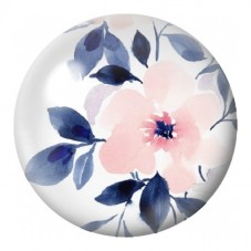 Cabochon en Verre Illustré Fleur Rose et Feuilles Bleu Nuit 12 à 25mm pour la Création de Bijoux Fantaisie - DIY