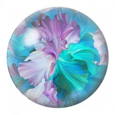Cabochon en Verre Illustré Pétales Turquoise et Violet 12 à 25mm pour la Création de Bijoux Fantaisie - DIY