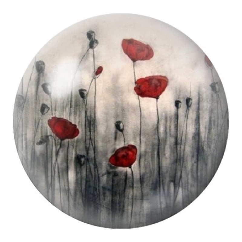 Cabochon en Verre Illustré Coquelicots Rouges sous la Pluie 12 à 25mm