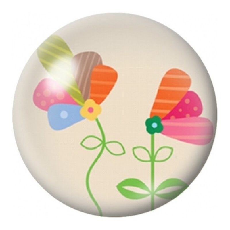 Cabochon en Verre Illustré Fleurs Pop Orange et Rose 12 à 25mm