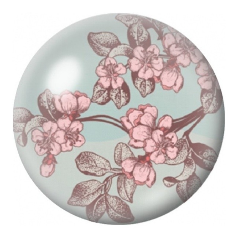 Cabochon en Verre Illustré Branche de Fleurs Roses 12 à 25mm