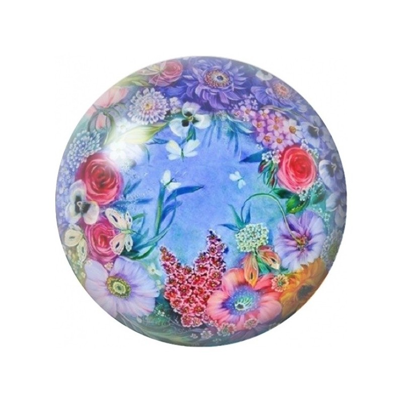 Cabochon en Verre Illustré Jardin Fleuri Bleu Fantastique 12 à 25mm