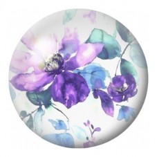 Cabochon en Verre Illustré Fleurs Violettes en Aquarelle 12 à 25mm pour la Création de Bijoux Fantaisie - DIY