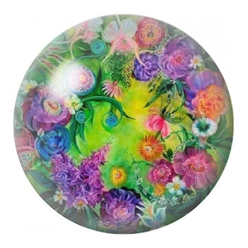 Cabochon en Verre Illustré Jardin Psychédélique Multicolore 12 à 25mm