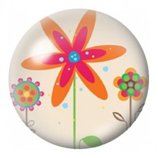 Cabochon en Verre Illustré Fleur Orange Pop 12 à 25mm pour la Création de Bijoux Fantaisie - DIY