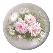 Cabochon en Verre Illustré Bouquet de Roses Rose Pâle 12 à 25mm pour la Création de Bijoux Fantaisie - DIY