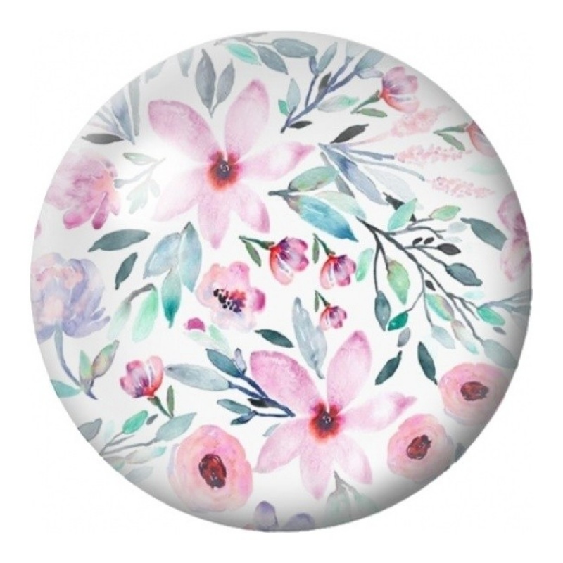 Cabochon en Verre Illustré Fleurs Pastel et Feuillage Aquarelle 12 à 25mm