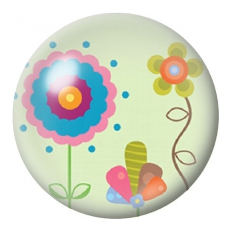 Cabochon en Verre Illustré Fleurs Pop et Petit Papillon 12 à 25mm
