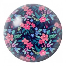 Cabochon en Verre Illustré Petites Fleurs Roses sur Bleu Nuit 12 à 25mm pour la Création de Bijoux Fantaisie - DIY