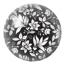 Cabochon en Verre Illustré Feuillages Blancs sur Fond Noir 12 à 25mm pour la Création de Bijoux Fantaisie - DIY