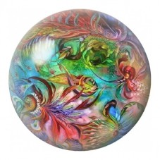 Cabochon en Verre Illustré Plumes Abstraites Multicolores 12 à 25mm pour la Création de Bijoux Fantaisie - DIY