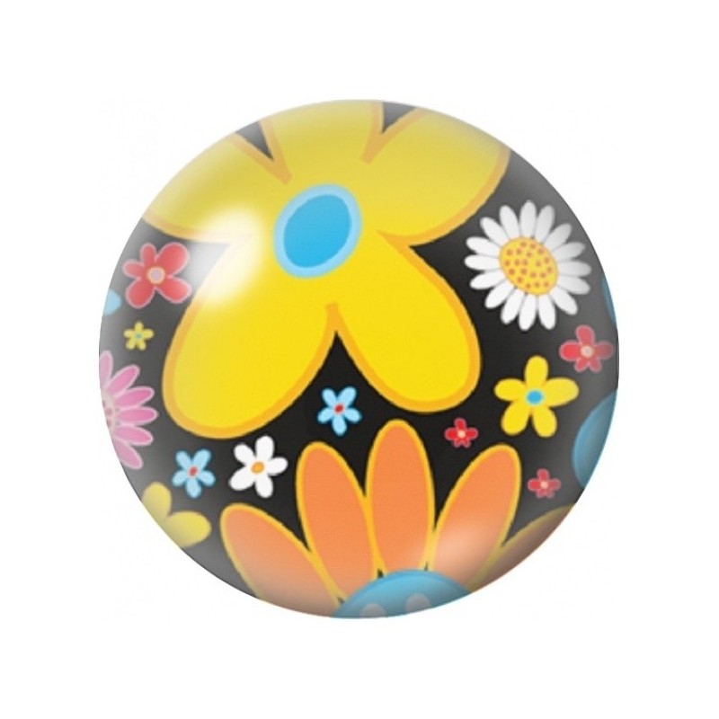 Cabochon en Verre Illustré Grandes Fleurs Pop Jaune et Orange 12 à 25mm