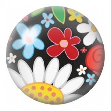 Cabochon en Verre Illustré Fleurs Pop Rouges et Bleues 12 à 25mm pour la Création de Bijoux Fantaisie - DIY