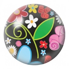Cabochon en Verre Illustré Fleurs Folk et Grande Feuille Verte 12 à 25mm pour la Création de Bijoux Fantaisie - DIY