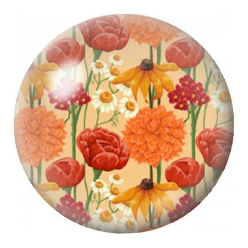 Cabochon en Verre Illustré Jardin Orange et Jaune 12 à 25mm