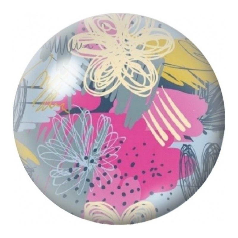 Cabochon en Verre Illustré Fleurs Abstraites Rose et Jaune 12 à 25mm