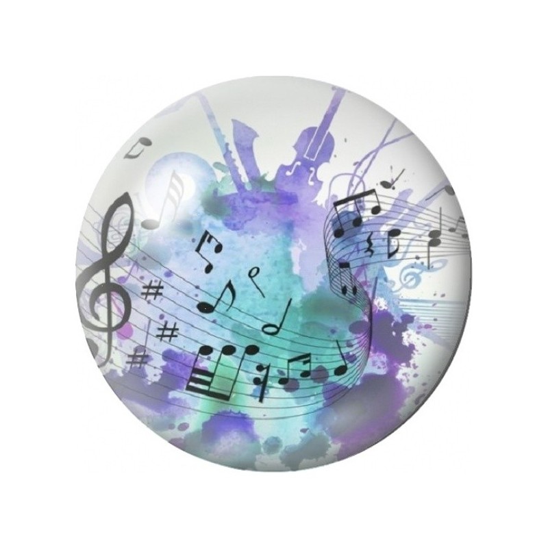 Cabochon en Verre Illustré Notes de Musique Aquarelle 12 à 25mm