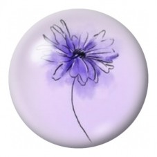 Cabochon en Verre Illustré Fleur Violette Solitaire 12 à 25mm pour la Création de Bijoux Fantaisie - DIY