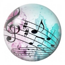 Cabochon en Verre Illustré Portée Musicale Aquarelle 12 à 25mm pour la Création de Bijoux Fantaisie - DIY