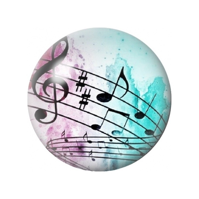 Cabochon en Verre Illustré Portée Musicale Aquarelle 12 à 25mm