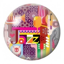 Cabochon en Verre Illustré Jazz Graphique Multicolore 12 à 25mm pour la Création de Bijoux Fantaisie - DIY