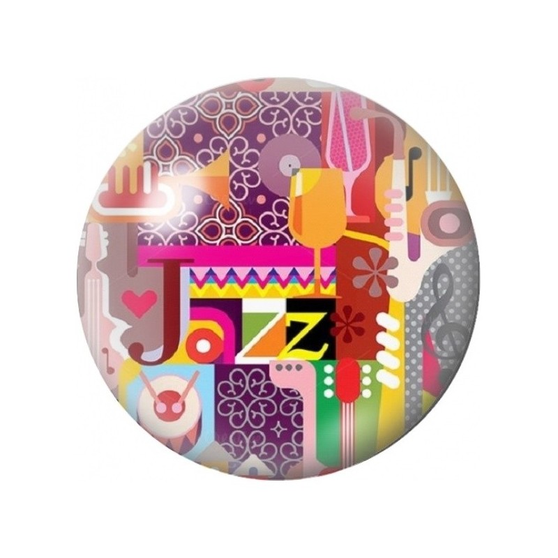 Cabochon en Verre Illustré Jazz Graphique Multicolore 12 à 25mm