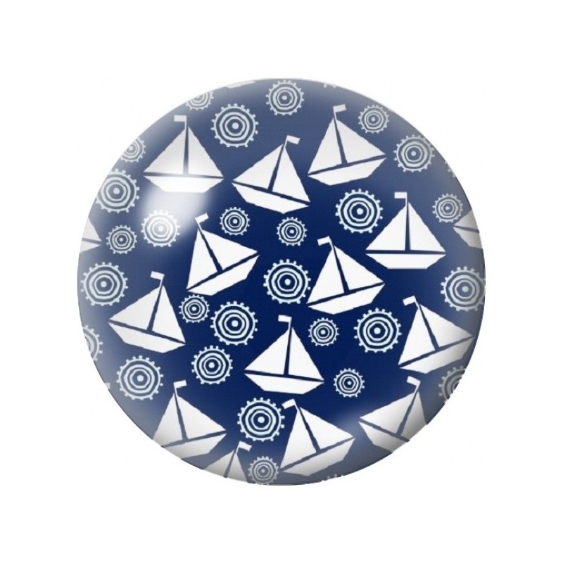 Cabochon en Verre Illustré Voiliers Blancs sur Fond Bleu Nuit 12 à 25mm