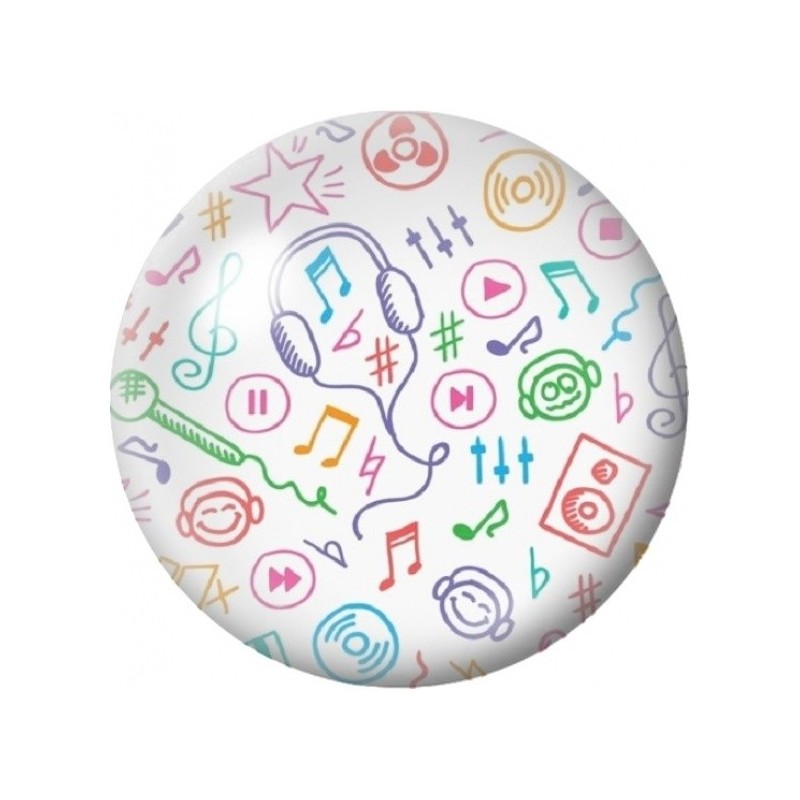 Cabochon en Verre Illustré Symboles Musicaux Pop 12 à 25mm