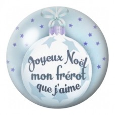 Cabochon en Verre Illustré Boule de Noël pour Mon Frérot 12 à 25mm pour la Création de Bijoux Fantaisie - DIY