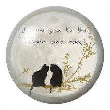 Cabochon en Verre Illustré Chats sous la Lune Dorée 12 à 25mm pour la Création de Bijoux Fantaisie - DIY