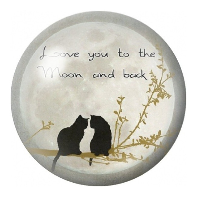 Cabochon en Verre Illustré Chats sous la Lune Dorée 12 à 25mm