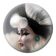 Cabochon en Verre Illustré Poupée Rétro aux Cheveux Bicolores 12 à 25mm pour la Création de Bijoux Fantaisie - DIY