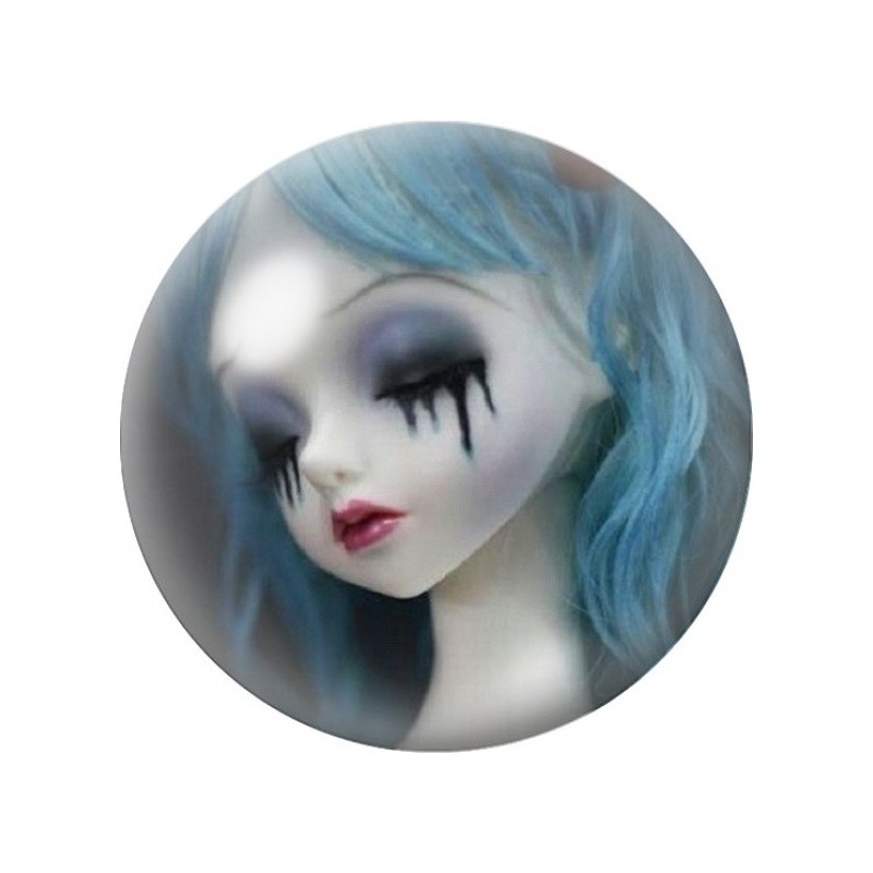 Cabochon en Verre Illustré Poupée aux Larmes Noires 12 à 25mm