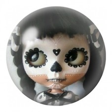 Cabochon en Verre Illustré Poupée Calavera en Costume Gris 12 à 25mm pour la Création de Bijoux Fantaisie - DIY
