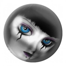 Cabochon en Verre Illustré Visage Gothique aux Yeux Bleus 12 à 25mm pour la Création de Bijoux Fantaisie - DIY