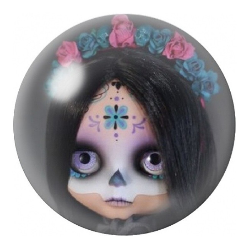 Cabochon en Verre Illustré Poupée Calavera aux Roses Multicolores 12 à 25mm
