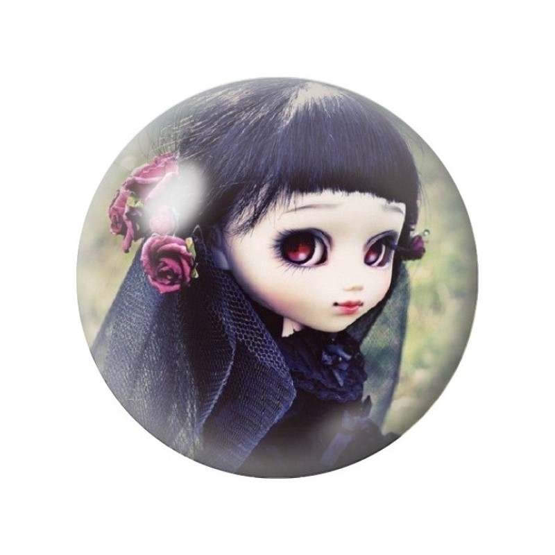Cabochon en Verre Illustré Poupée aux Roses Pourpres 12 à 25mm