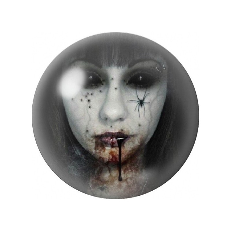 Cabochon en Verre Illustré Femme Araignée aux Larmes Sombres 12 à 25mm