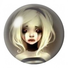 Cabochon en Verre Illustré Femme Blonde aux Larmes Noires 12 à 25mm pour la Création de Bijoux Fantaisie - DIY