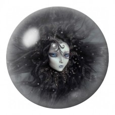 Cabochon en Verre Illustré Femme à la Chevelure Noire 12 à 25mm pour la Création de Bijoux Fantaisie - DIY