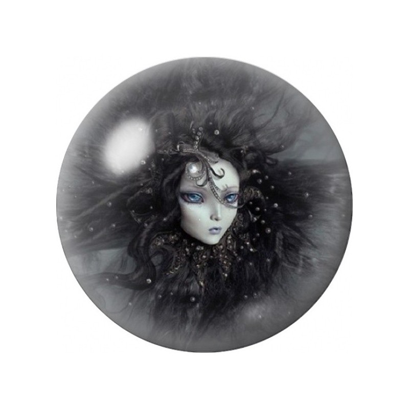 Cabochon en Verre Illustré Femme à la Chevelure Noire 12 à 25mm