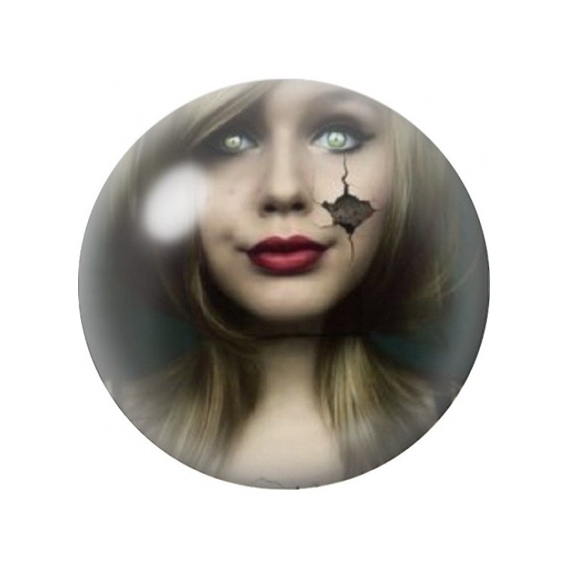 Cabochon en Verre Illustré Femme au Visage Fissuré 12 à 25mm