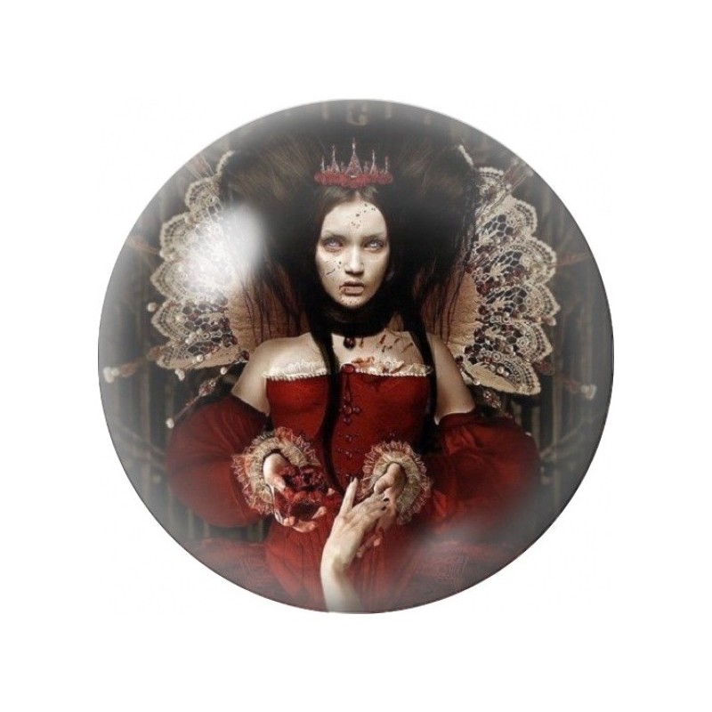 Cabochon en Verre Illustré Reine Rouge aux Ailes de Dentelle 12 à 25mm