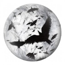 Cabochon en Verre Illustré Envol de Corbeaux sous la Lune 12 à 25mm pour la Création de Bijoux Fantaisie - DIY