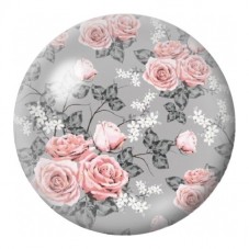 Cabochon en Verre Illustré Roses Poudrées sur Dentelle Grise 12 à 25mm pour la Création de Bijoux Fantaisie - DIY