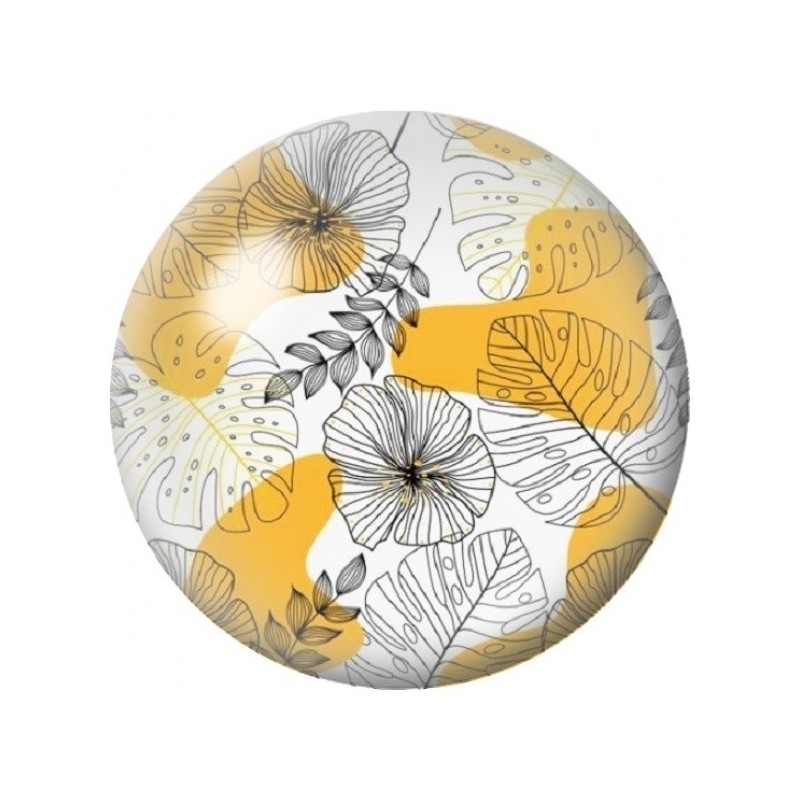 Cabochon en Verre Illustré Fleurs Jaunes en Dessin Botanique 12 à 25mm