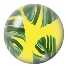 Cabochon en Verre Illustré Feuilles Tropicales sur Fond Jaune 12 à 25mm pour la Création de Bijoux Fantaisie - DIY
