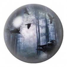Cabochon en Verre Illustré Corbeaux dans la Forêt Bleue 12 à 25mm pour la Création de Bijoux Fantaisie - DIY