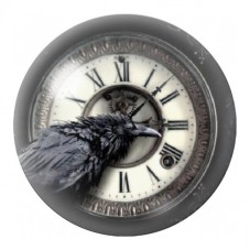 Cabochon en Verre Illustré Corbeau sur une Horloge Ancienne 12 à 25mm pour la Création de Bijoux Fantaisie - DIY