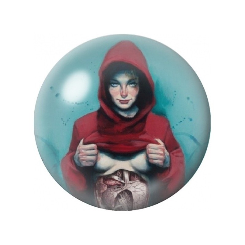 Cabochon en Verre Illustré Homme à la Capuche Rouge Anatomique 12 à 25mm